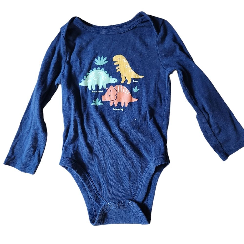 Jumping Beans Dinosaur Long Sleeve Bodysuit Size 18 months Navy Blue